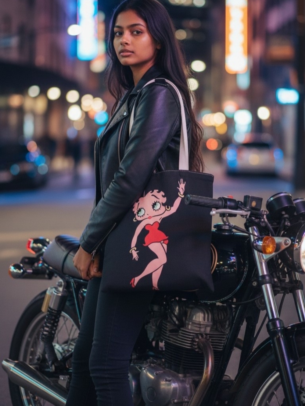 Betty Boop Graphic ZIPPERED Tote Bag NWT🎉(In Black Or White)
